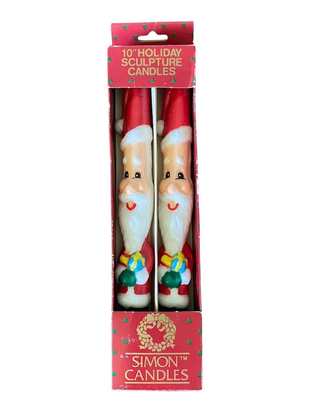 Vintage Simon Santa Clause Christmas 10" Holiday Sculpture Taper Candles NOS